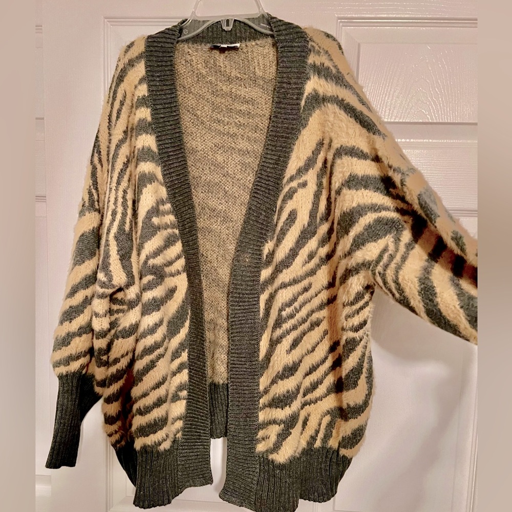 Oversized animal print cardigan